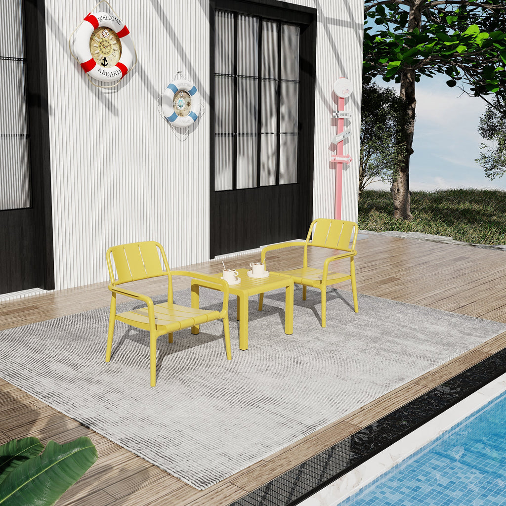 Summer 2-Piece PP Single-Seater Chairs + Coffee Table Set