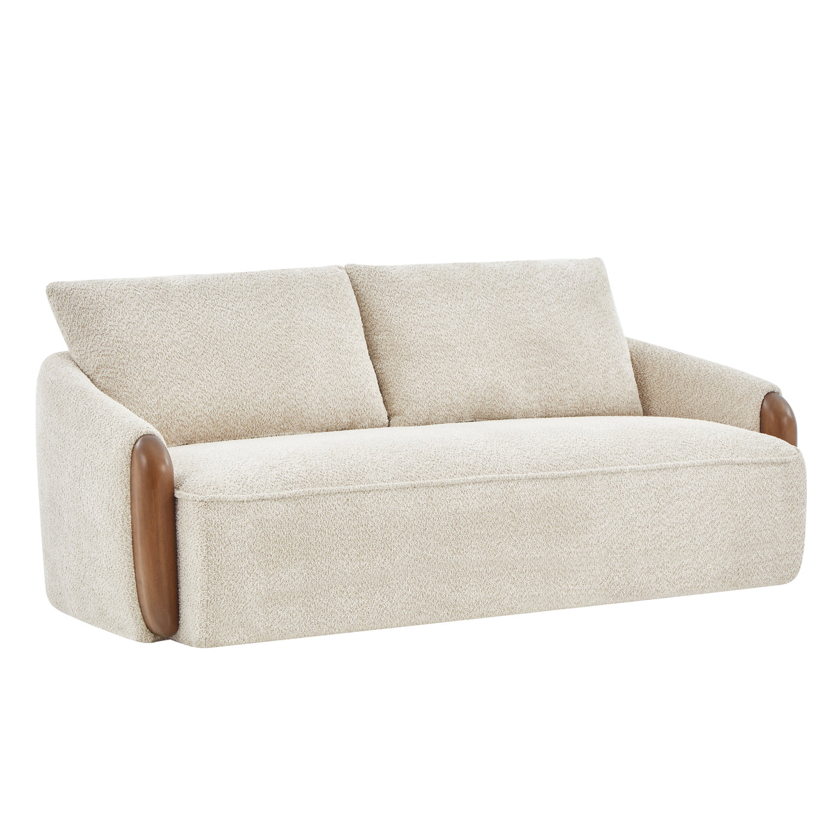 75 In. Curved Boucle Upholstered Sofa - Solid Wood Frame Couch