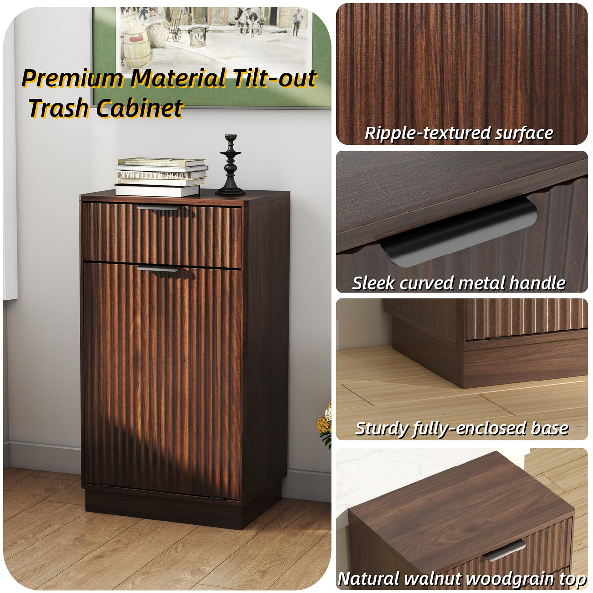 10-Gallon Woodgrain Tilt-Out Trash Can Cabinet