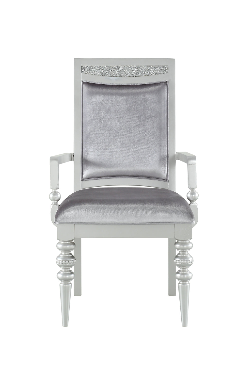 Maverick Fabric & Platinum Finish Arm Chair Set of 2