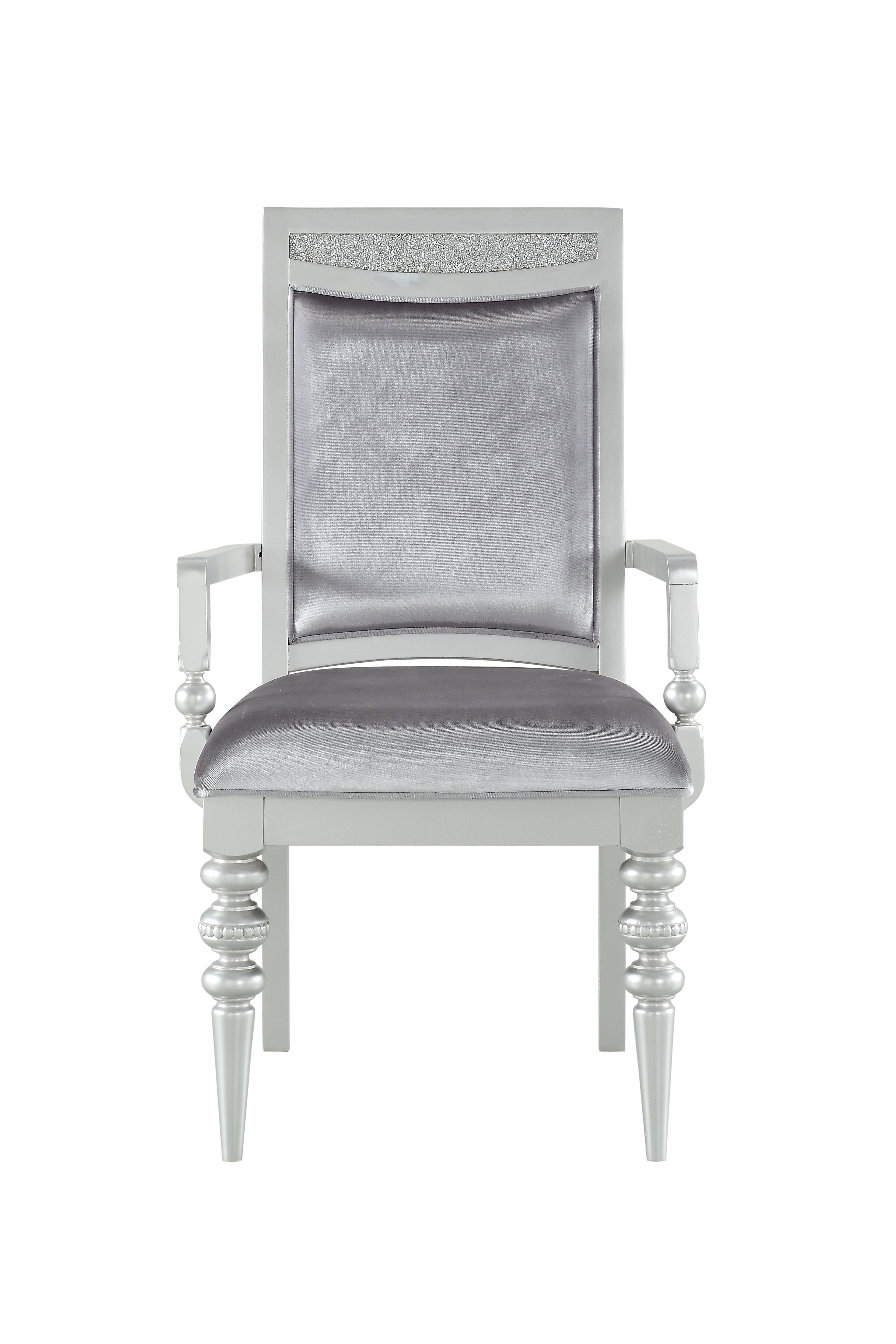 Maverick Fabric & Platinum Finish Arm Chair Set of 2