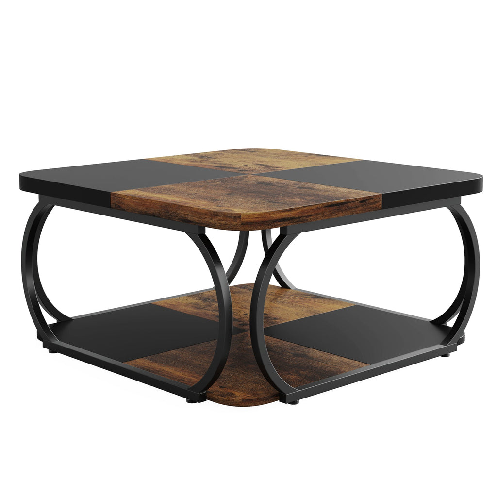 39” Square Coffee Table with Storage Shelf
