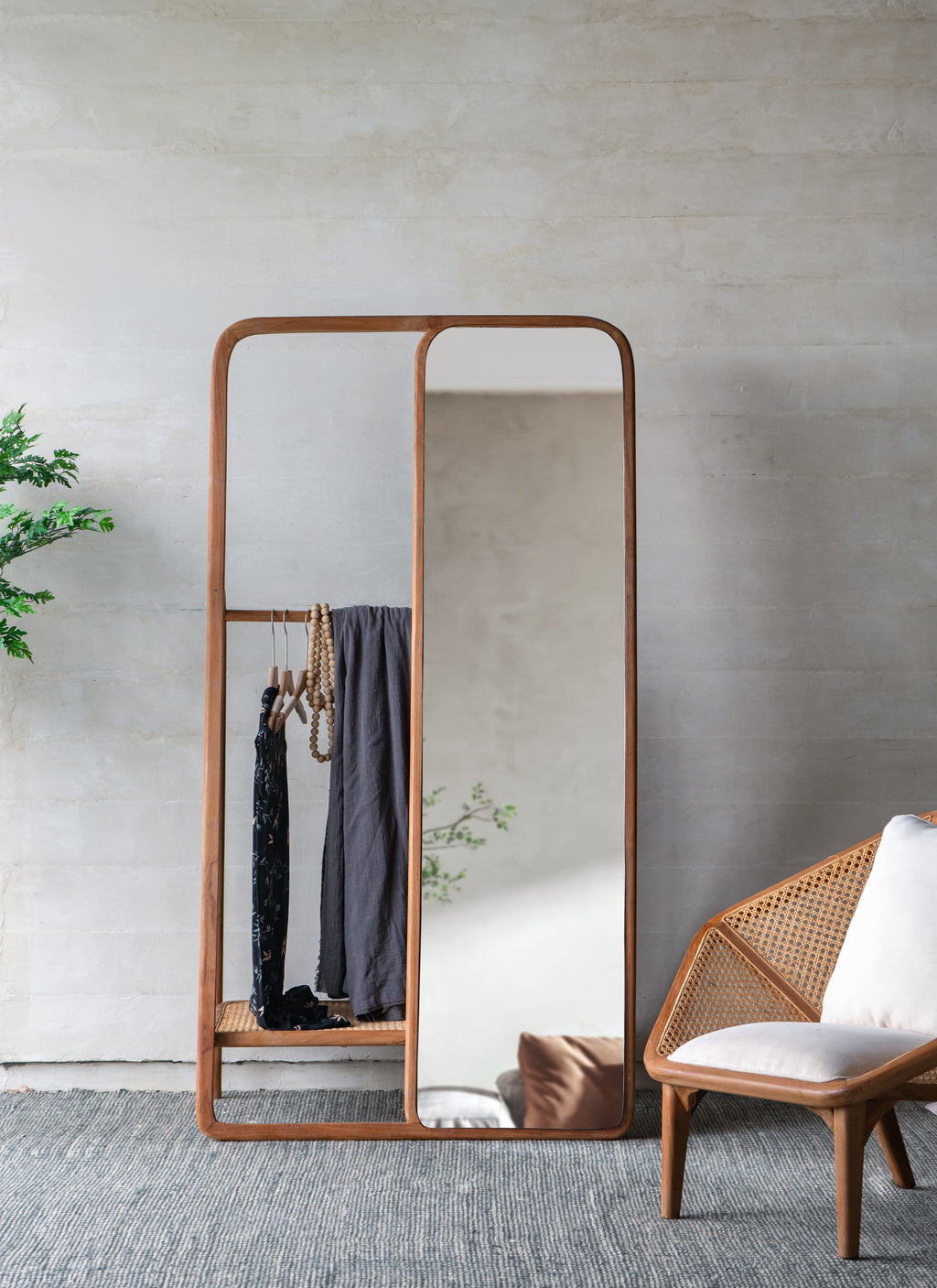 38" x 23" x 71.5" Clothes Hanger With Mirror - Large