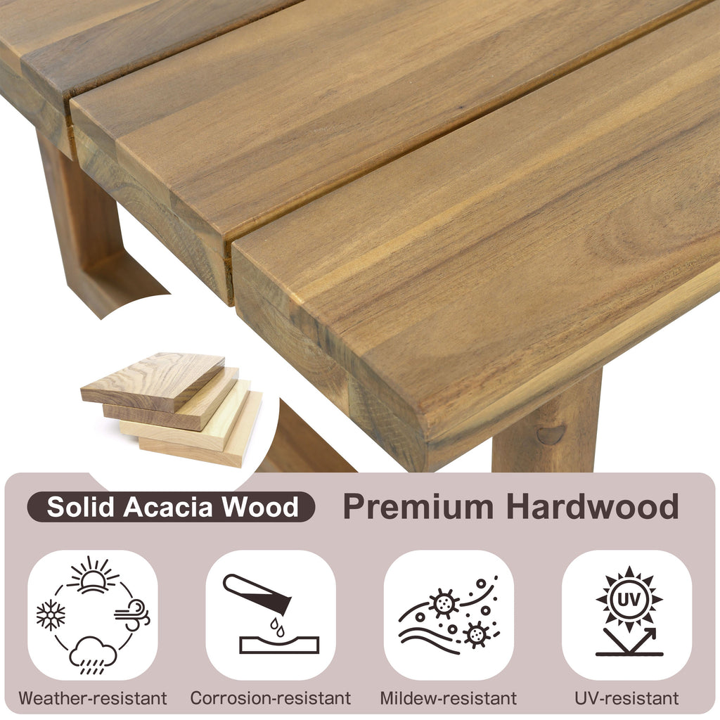 Outdoor Acacia Wood 7-Seater Sectional Sofa Set