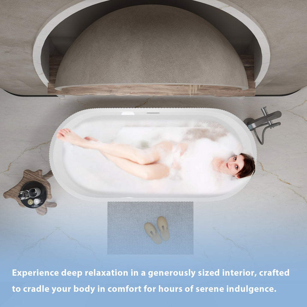 59" Linear Acrylic Freestanding Bathtub