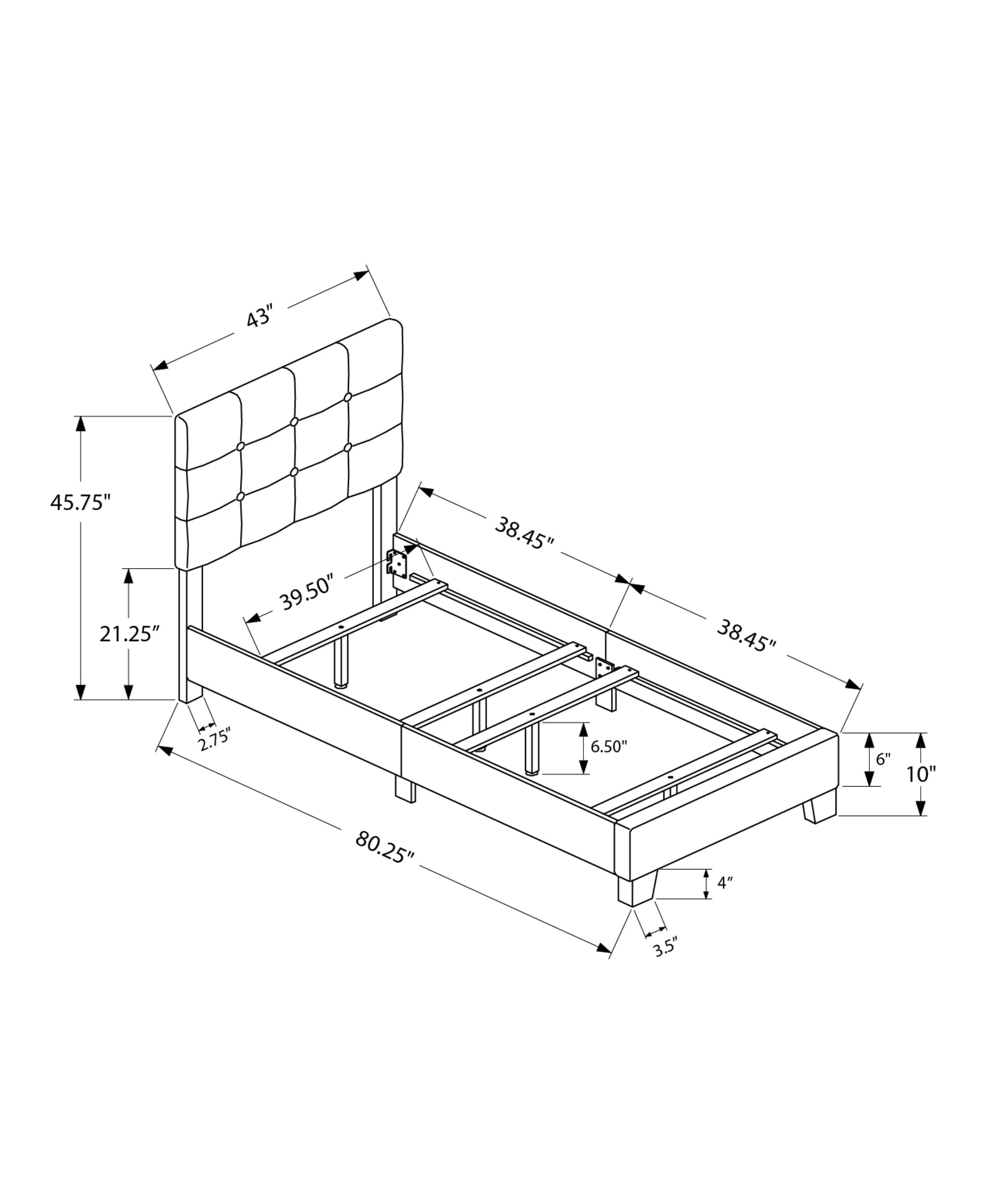 Twin Size Upholstered Bed Frame