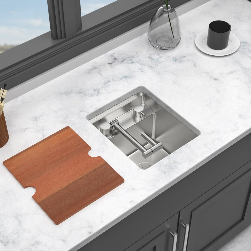 13" Undermount Workstation Bar Sink with Folding Faucet