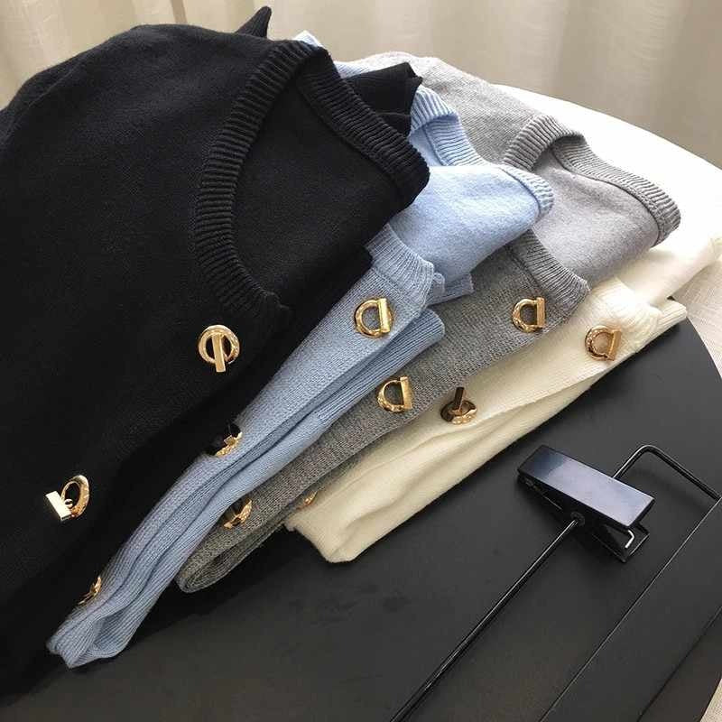Core-spun Yarn French Style Knit Cardigan - Women's Round Neck Short Sweater Topcoat Casual Outerwear