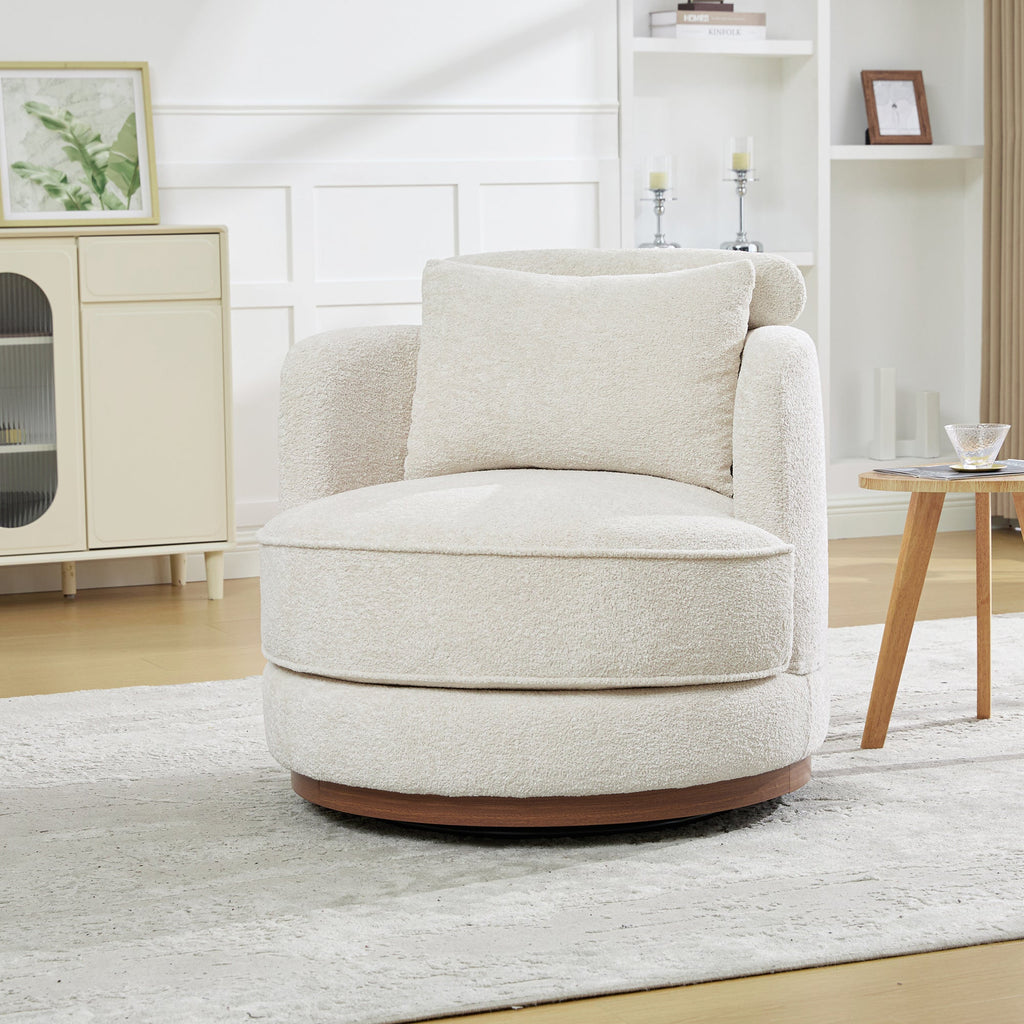 33.86"W Swivel Barrel Chair with Chenille