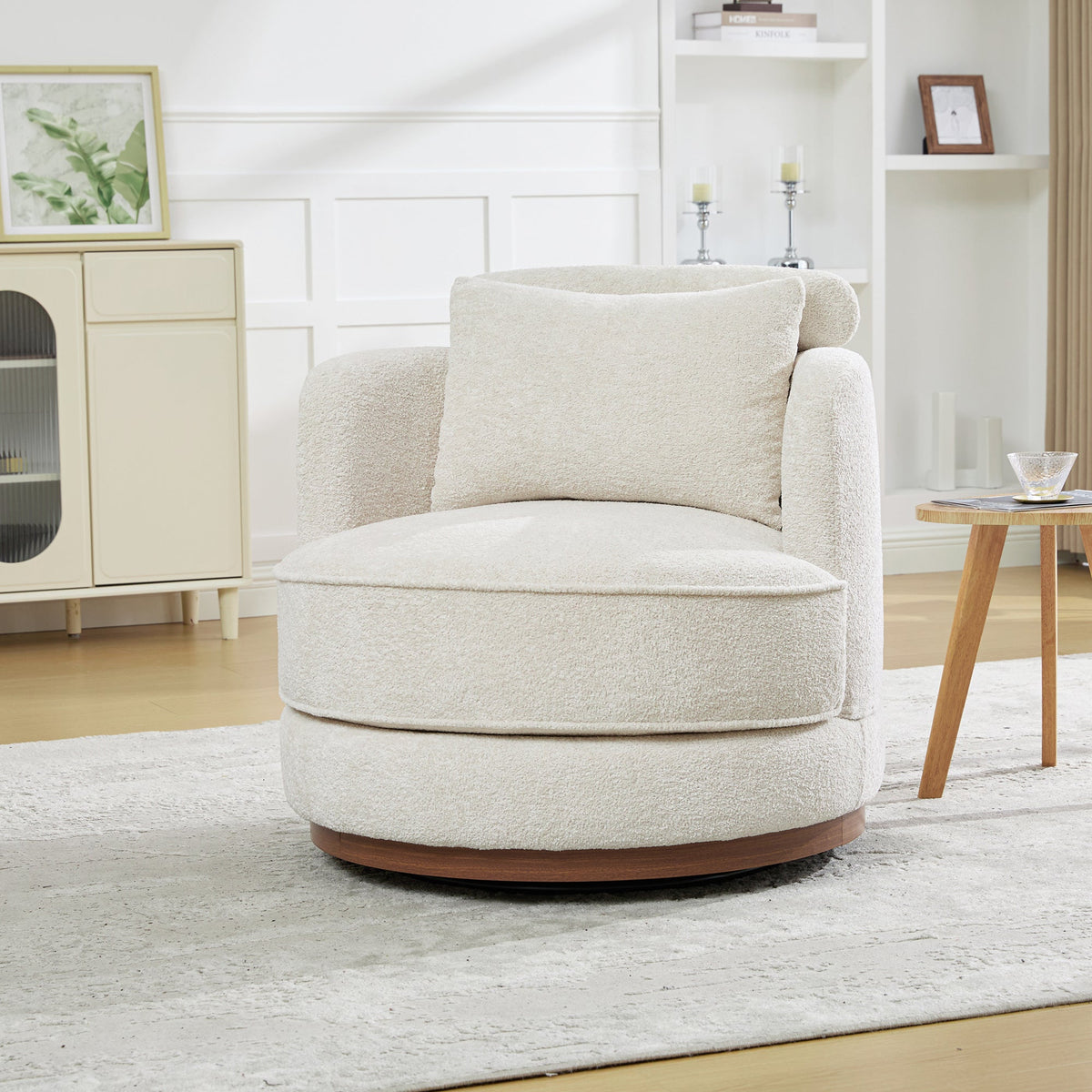 33.86"W Swivel Barrel Chair with Chenille