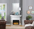 Nysa Mirrored & Faux Crystals Fireplace