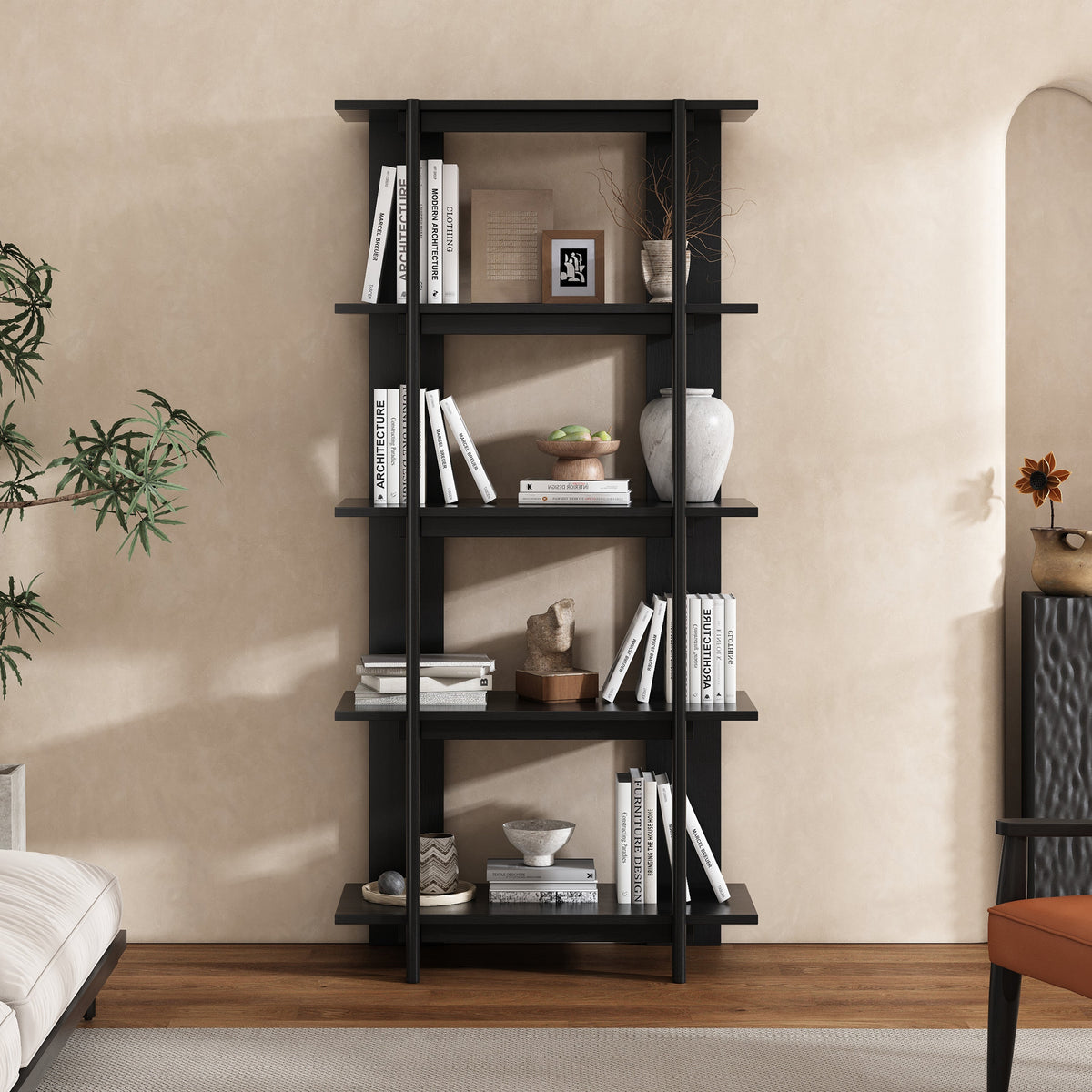 4-Tier Wooden Open Bookcase