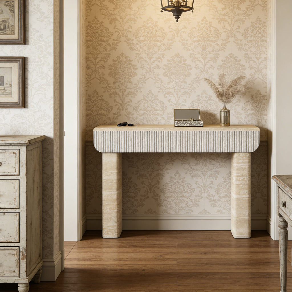 Entryway Table With Two Hidden Handle Drawers