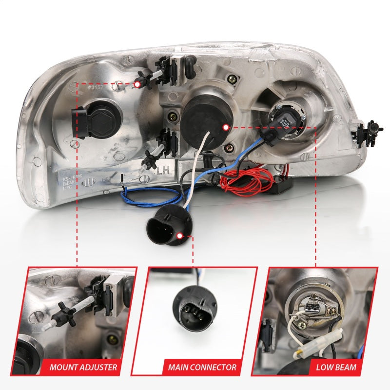 Anzo 1997.5-2003 Ford F-150 Projector Headlights w/ Halo and LED Black 1pc
