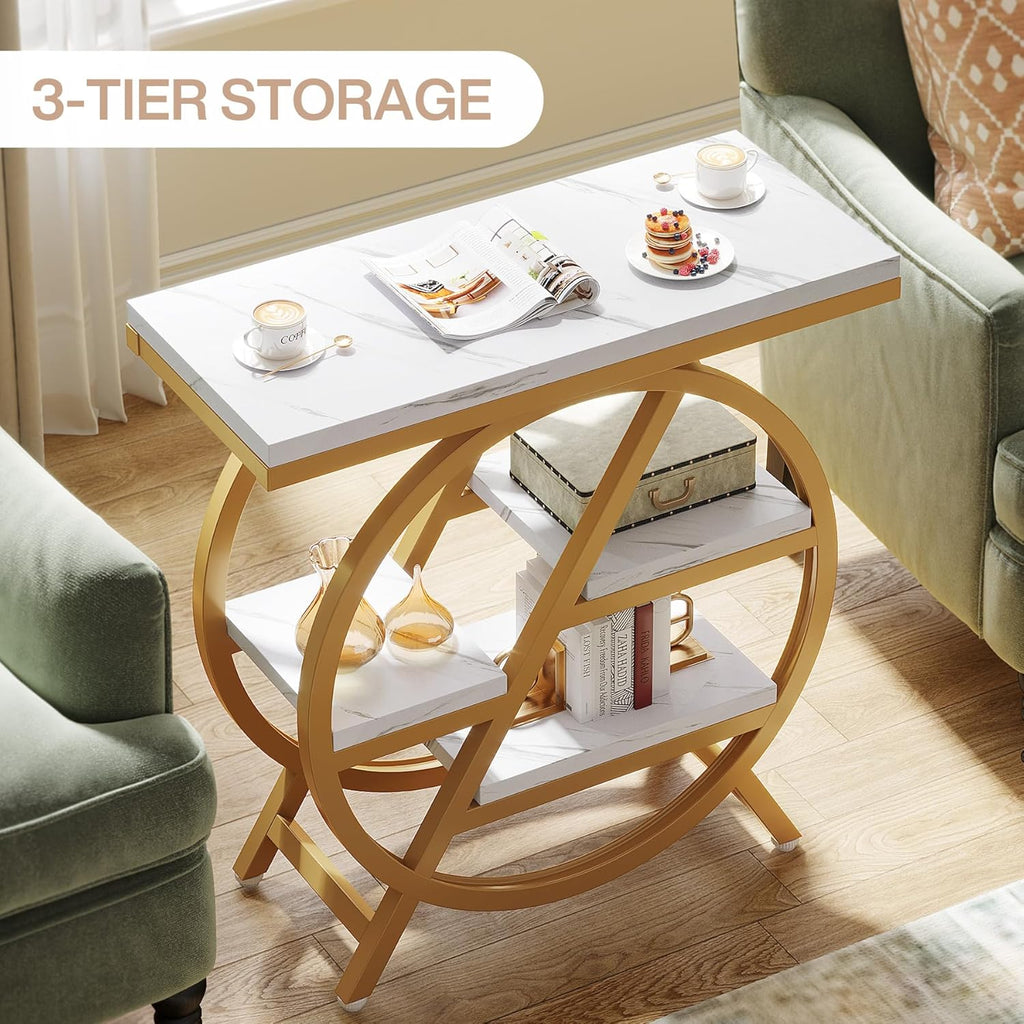 25.59 Inches 3-Tier Narrow End Table with Storage