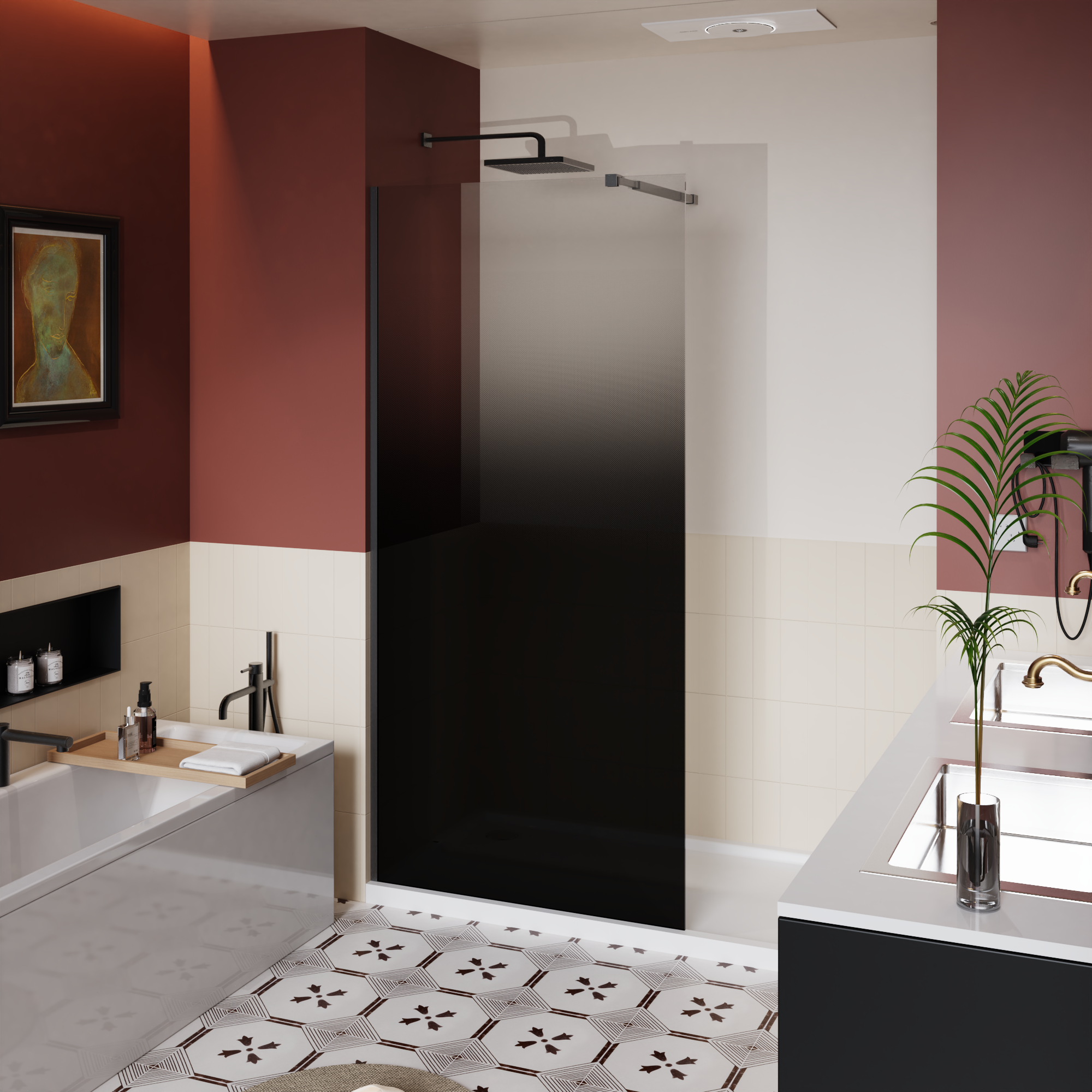 34 Inch W x 72 Inch H Fixed Shower Door