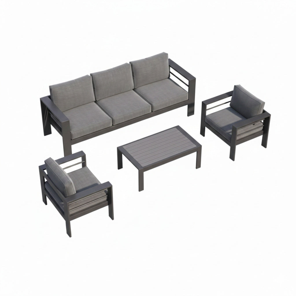 4-Piece Modern Aluminum Patio Conversation Set