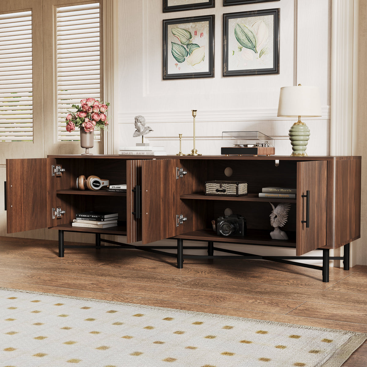 Functional 4-Door TV Cabinet