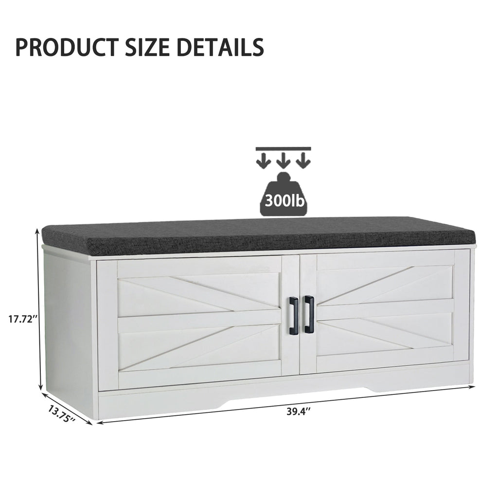 2-Tier Storage Bench with Padded Seat Cushion