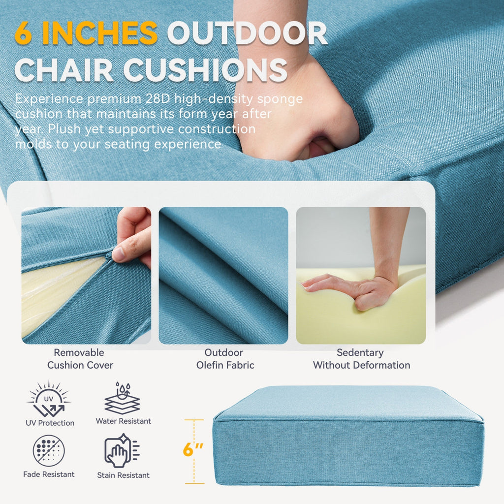 6-Inch Thicker Outdoor Chair Cushion Set