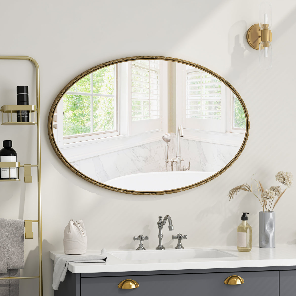 Iron Art Oval Retro Mirror
