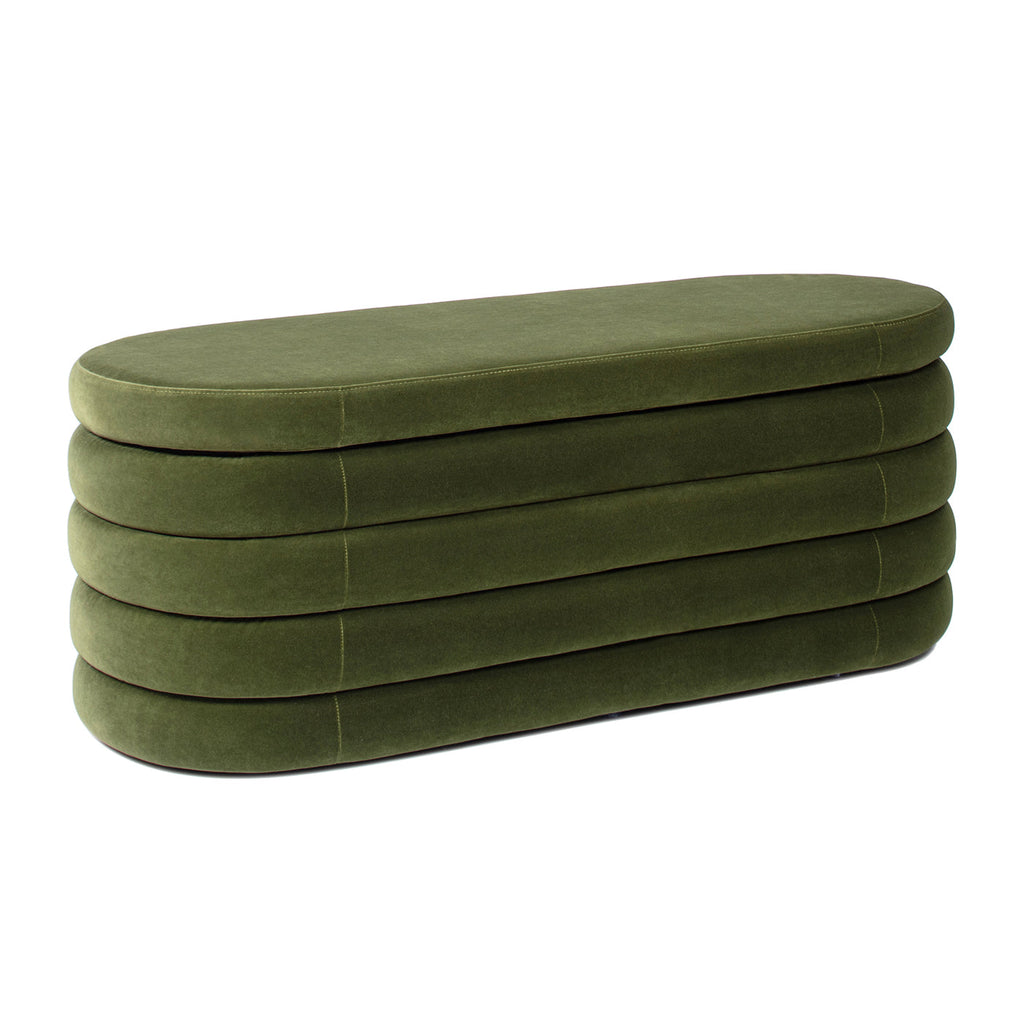 Fuji 49" Upholstered Oval Storage Bench