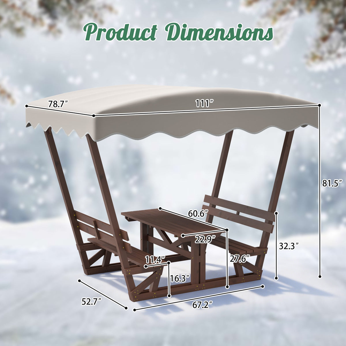 Outdoor Waterproof Solid Wood Picnic Table and Bench Set