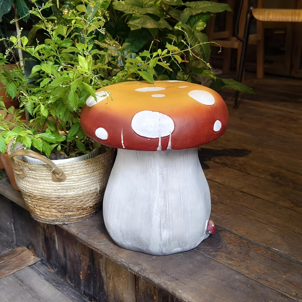 13.4" Oversized Mushroom Statue Stool
