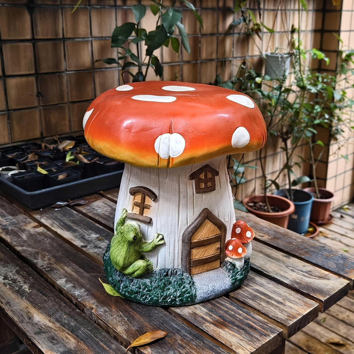 Mushroom House Garden Stool