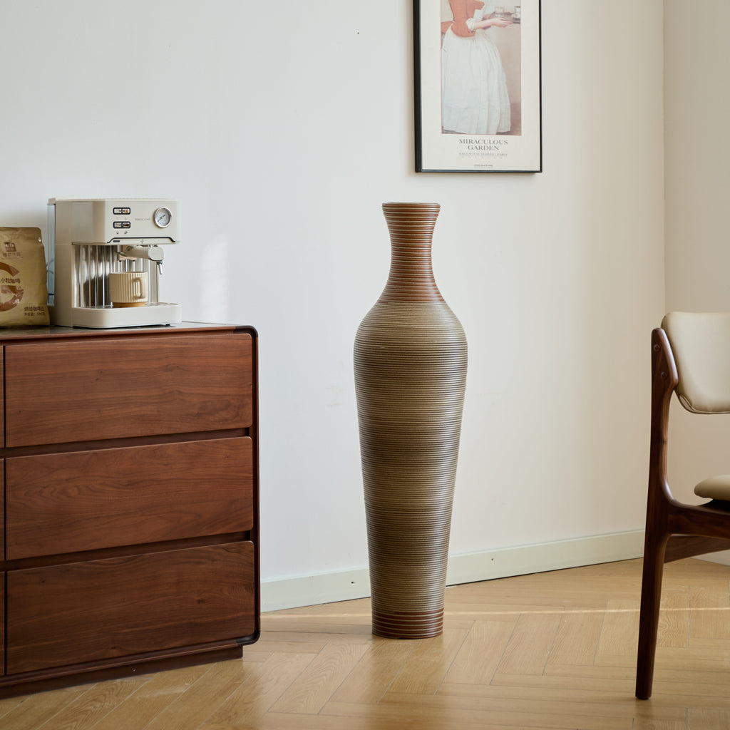 Hand-Woven PVC Rattan Floor Vase