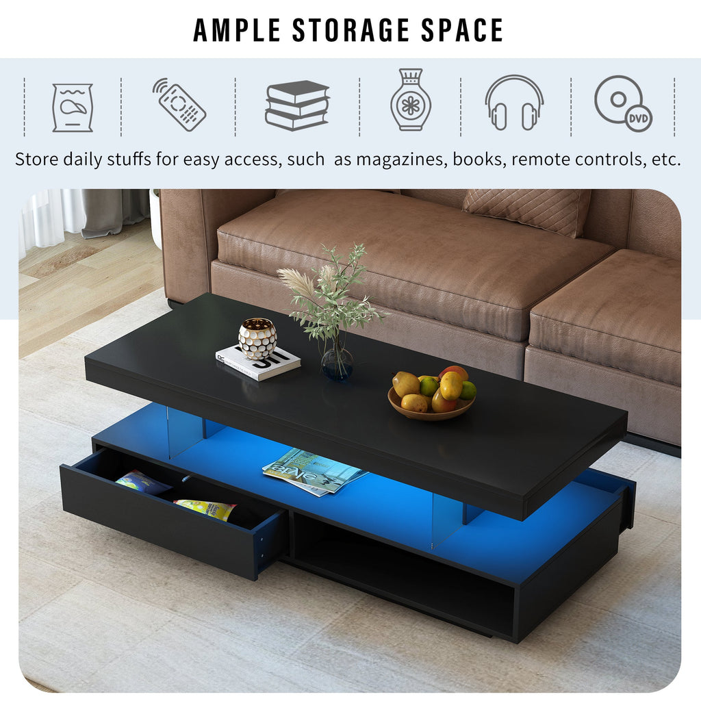 Vibe Haus LED Coffee Table with Storage