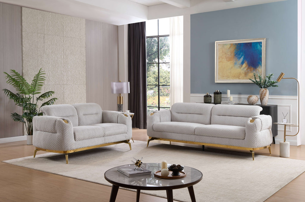 Zoe Modern Style 2PC Living Room Set (Sofa + Loveseat)