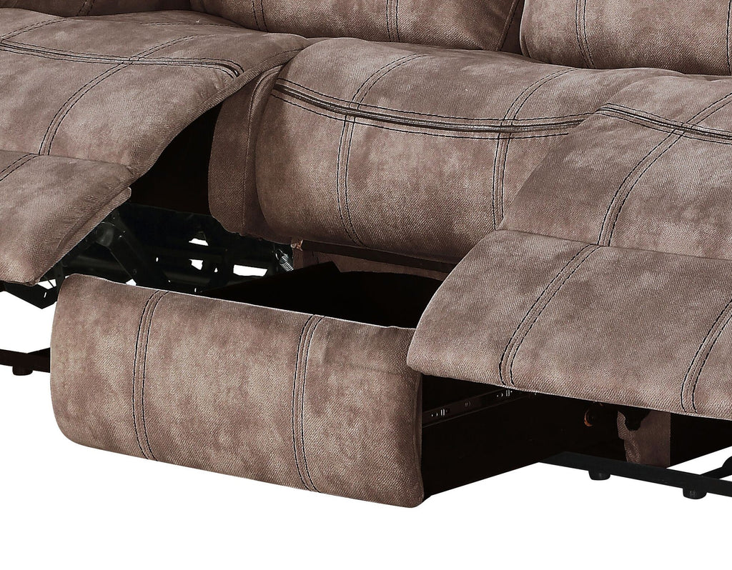 Zubaida Two Tone Chocolate Velvet Recliner Sofa with USB Port & Drop Down Table