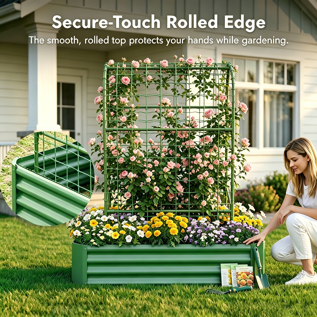 2-in-1 Raised Garden Bed with Trellis - 59" Tall Arch Planter Box