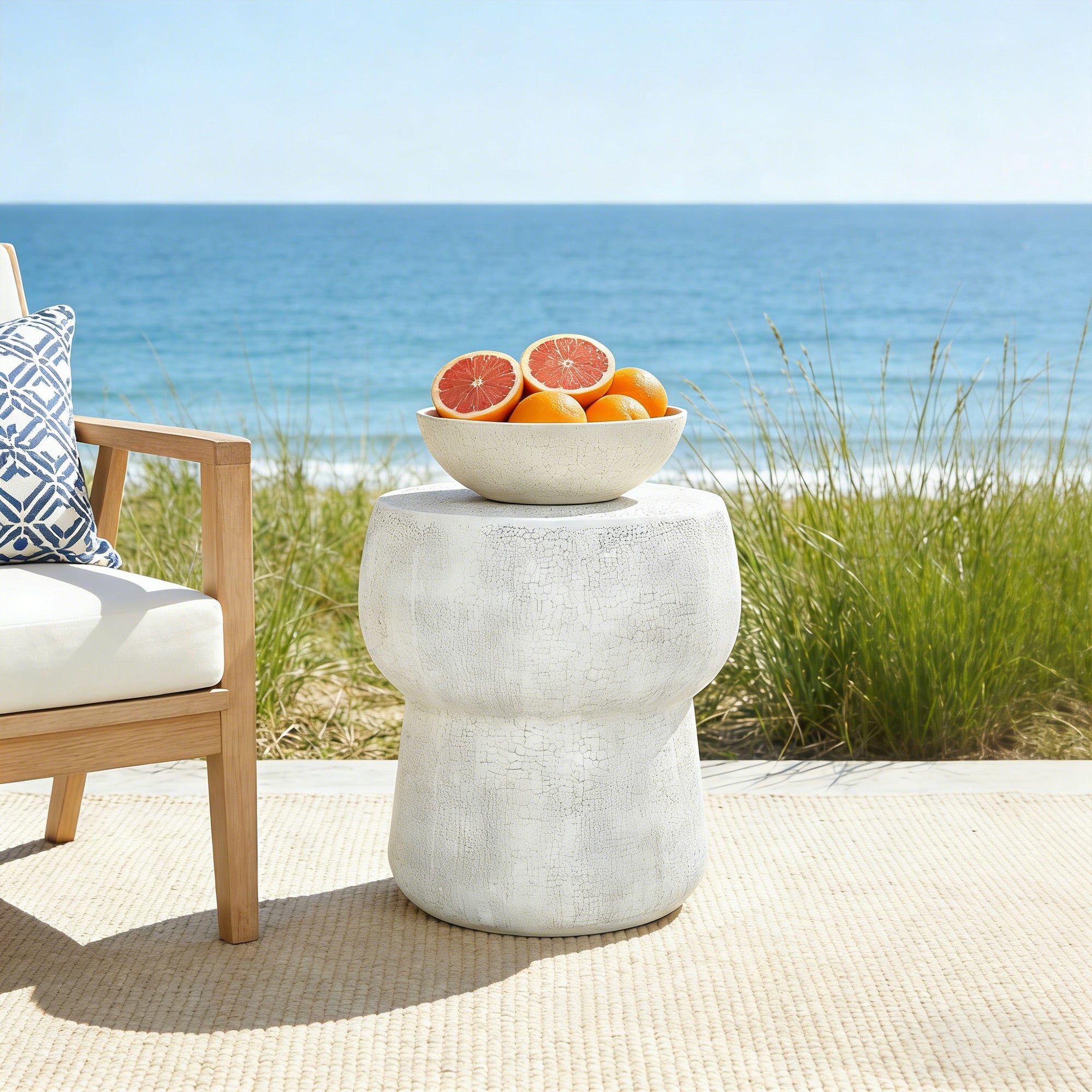 U_Style Outdoor Patio Accent Table with Crack Process