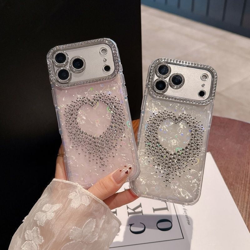 Rhinestone Dot-tipped Tassel Heart Phone Case