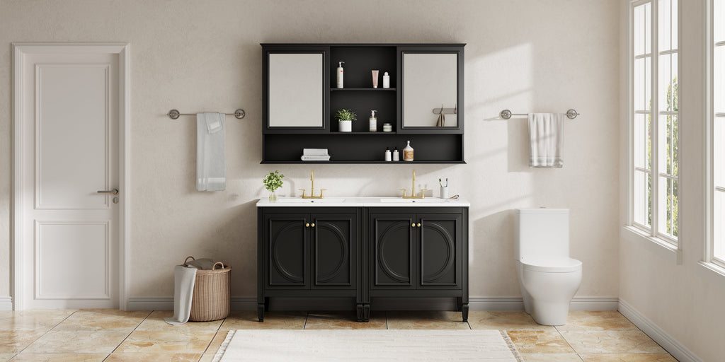 60" Double Sink Bathroom Vanity Set with Tall