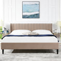 Aspen Vertical Tufted Headboard Platform Bed Set, King, Mink