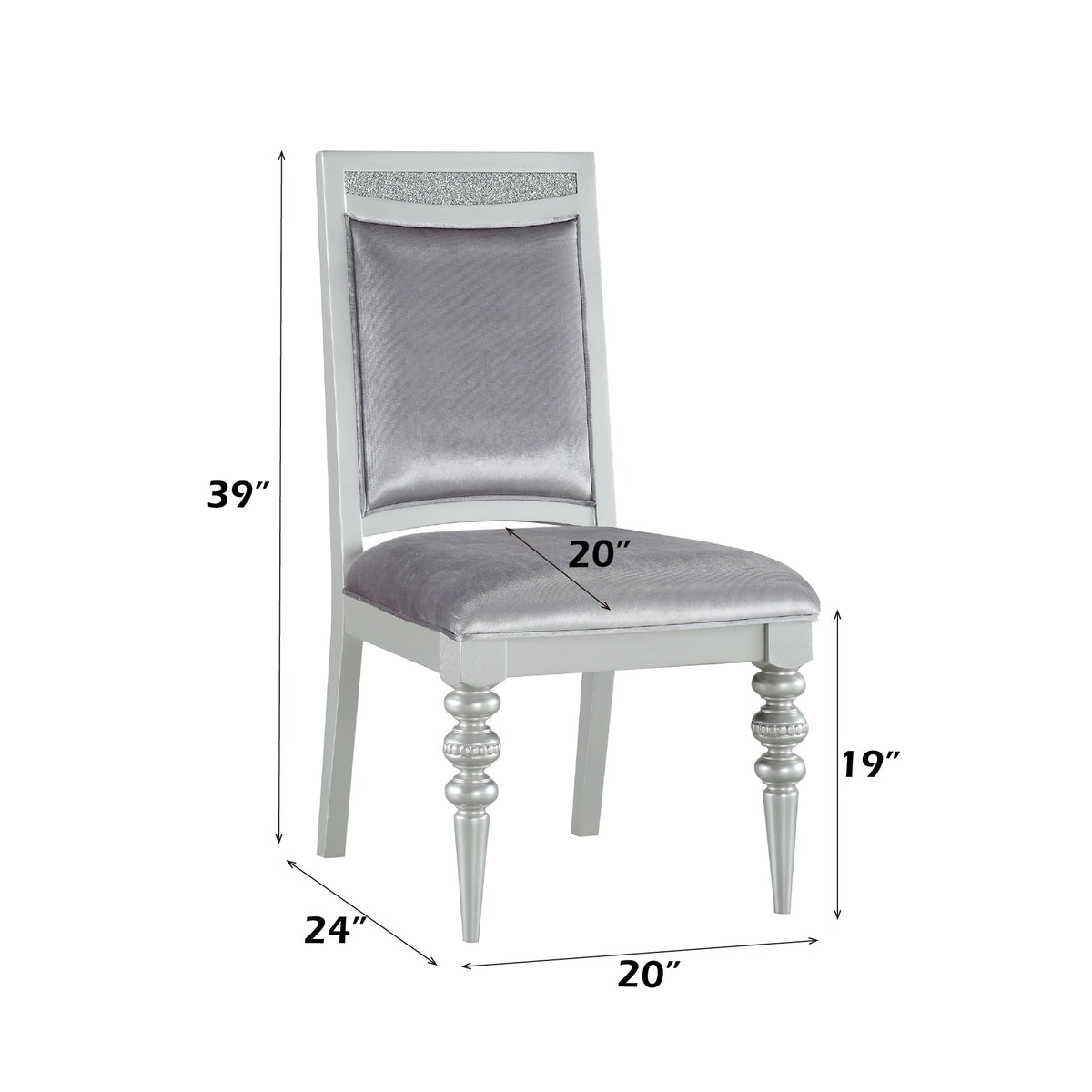 Maverick Fabric & Platinum Finish Side Chair (Set of 2)