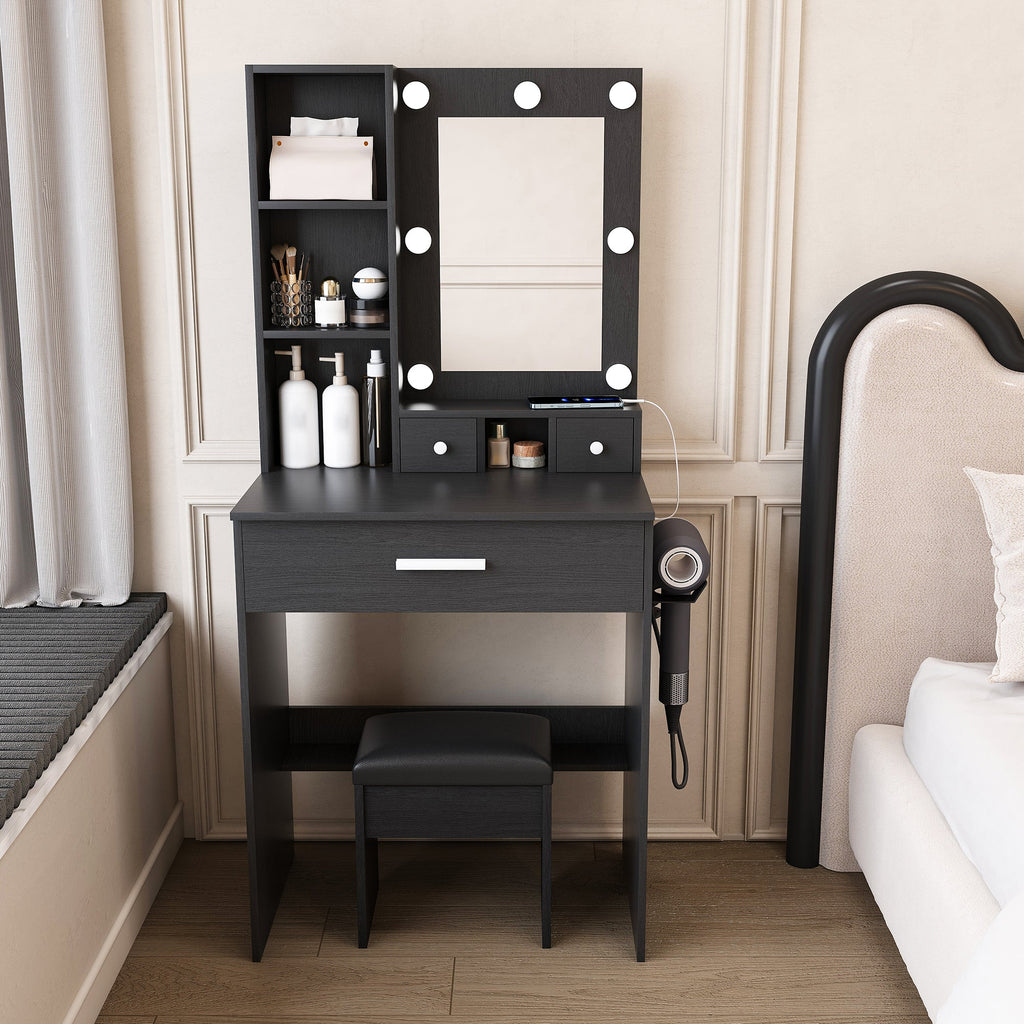 Vanity Table with Mirror & Adjustable LED Lights