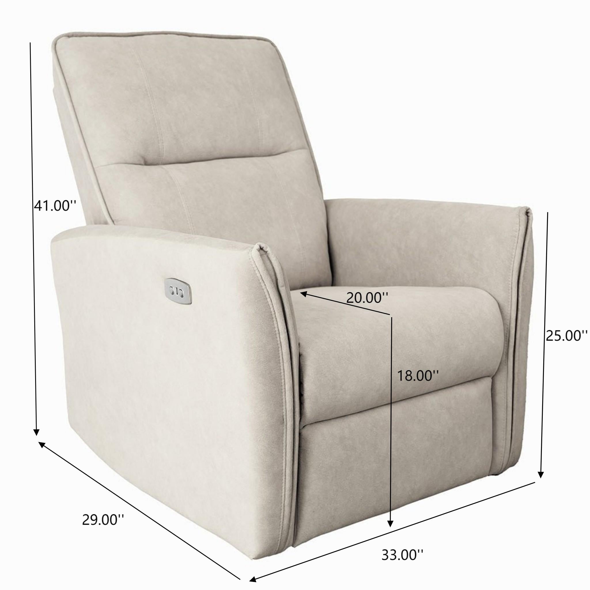 New Design Asheville Cream Suede Recliner Chair