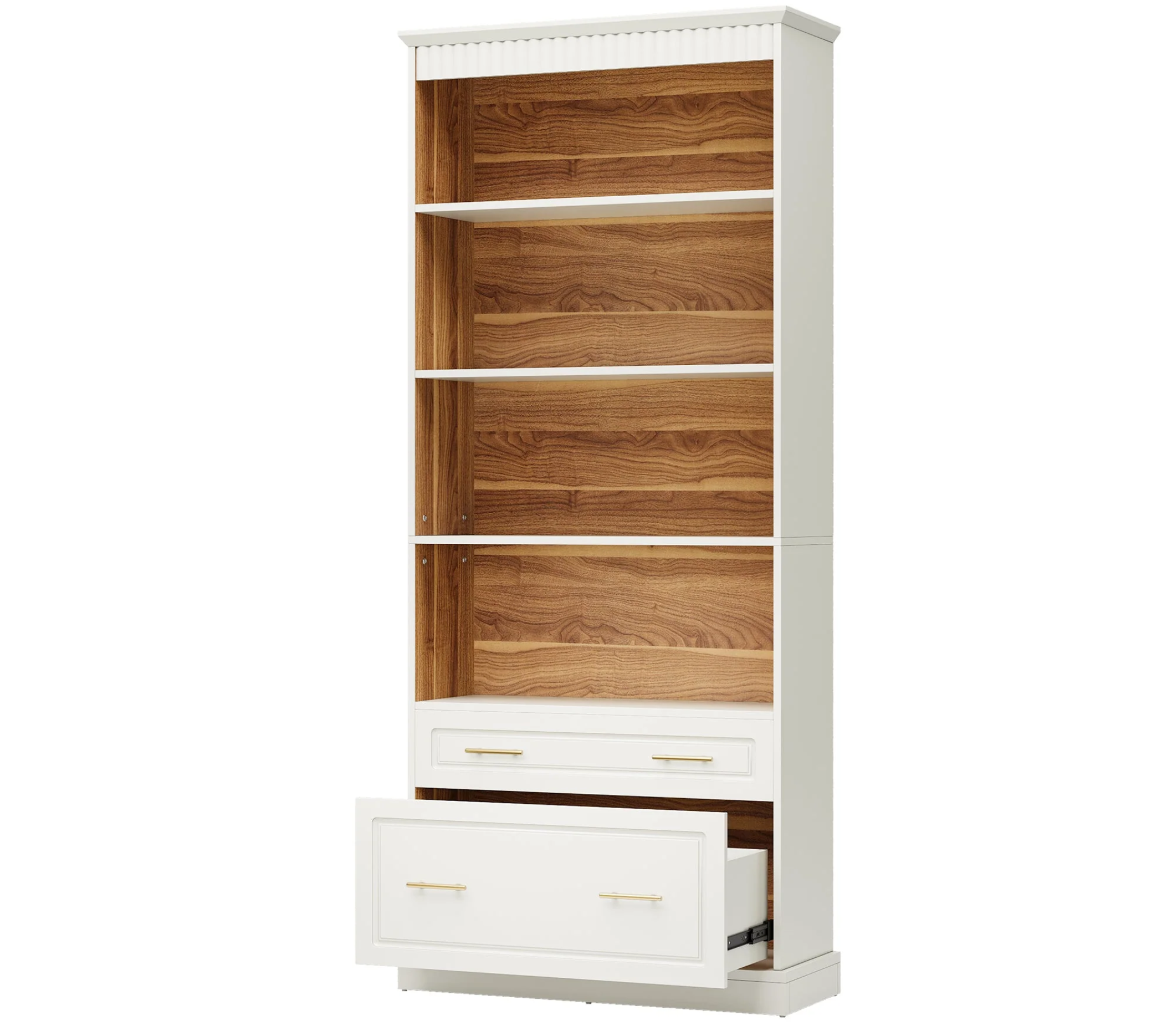 72.83" 5-Tier Bookcase with Drawers