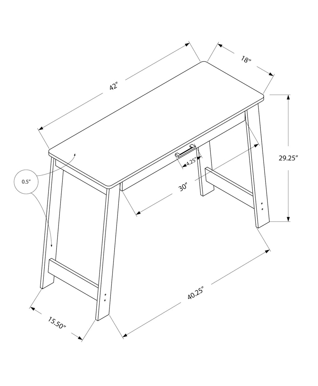 Contemporary Computer Desk, Home Office, Laptop, Storage Drawers, Work