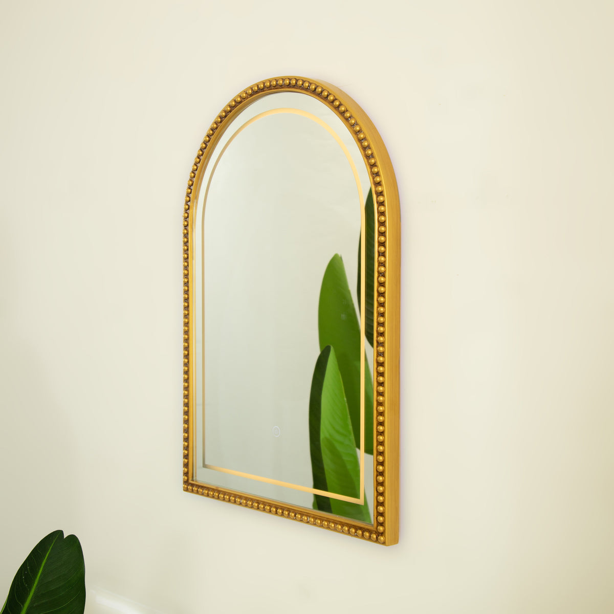 20'' Avri Mirror - Golden Beaded Arch-shaped Decorative Mirror