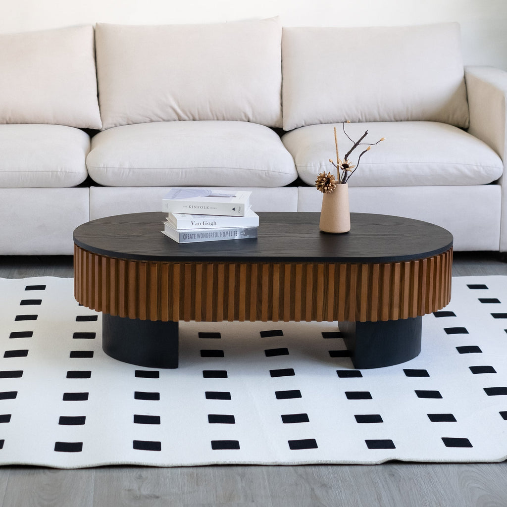 43.7" Oval Coffee Table With Hidden Storage