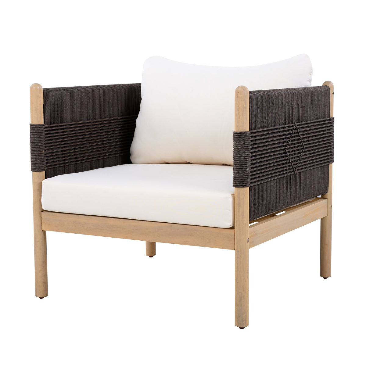Outdoor Acacia Club Chairs (Set of 2) with Diamond-Pattern