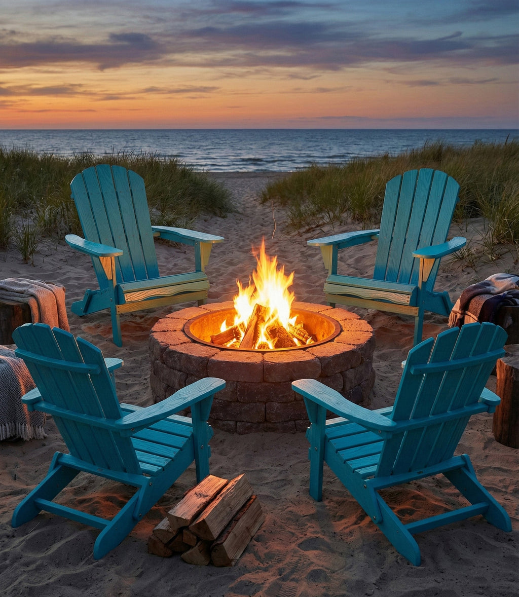 Embossed Wooden Outdoor Folding Adirondack Chair