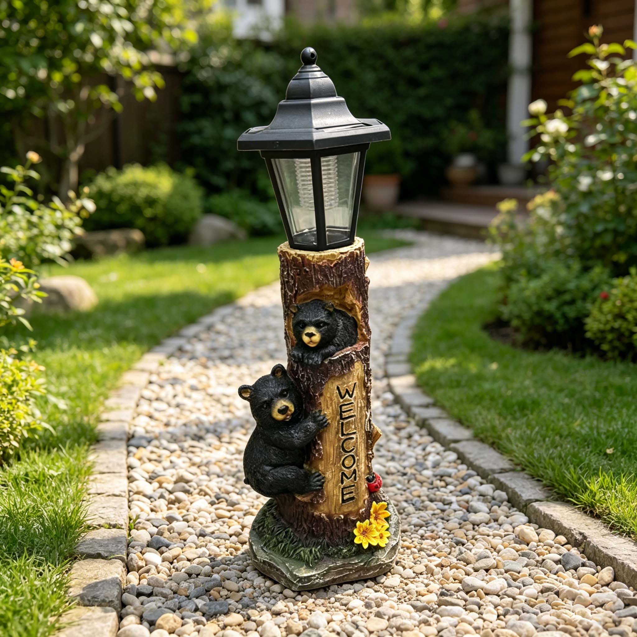 Charming Rustic Welcome Bear Statue