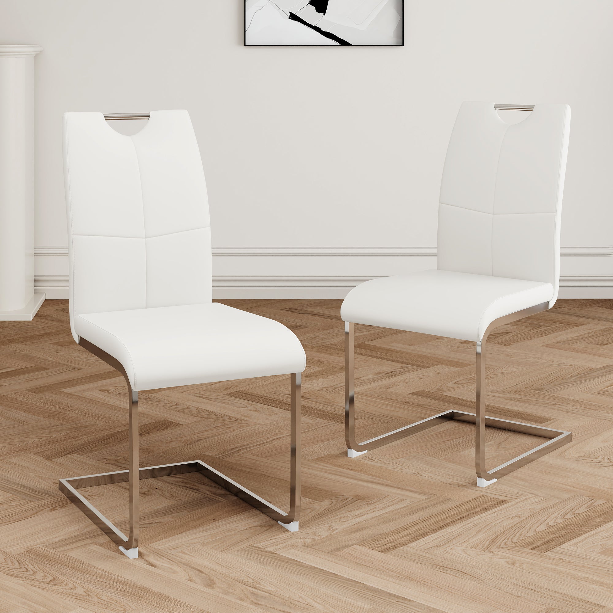 Modern Dining Chairs with Faux Leather Padded Seat