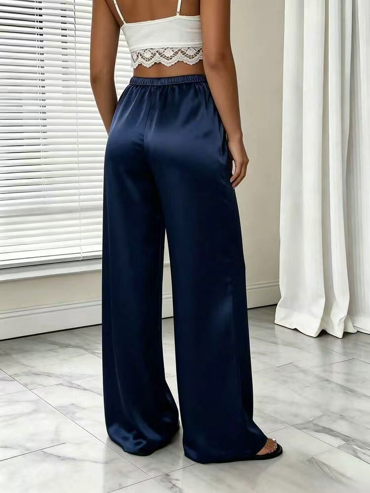Relaxed stretch acetate wide-leg women's trousers